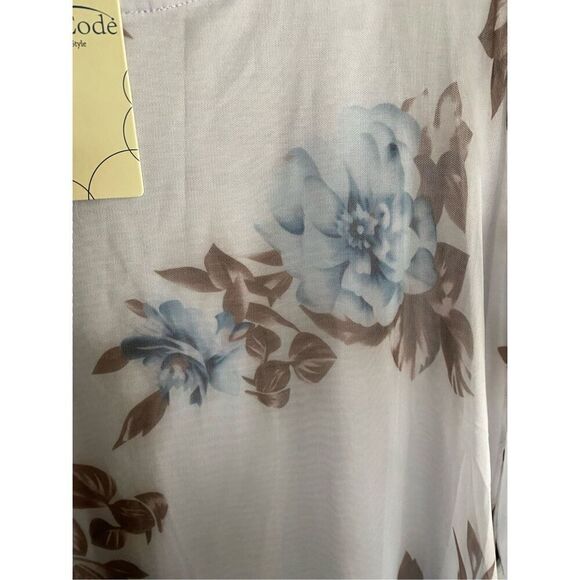 Sese code NWT, women’s floral, sheer, overlay, blouse, size large ￼￼ - Picture 4 of 5